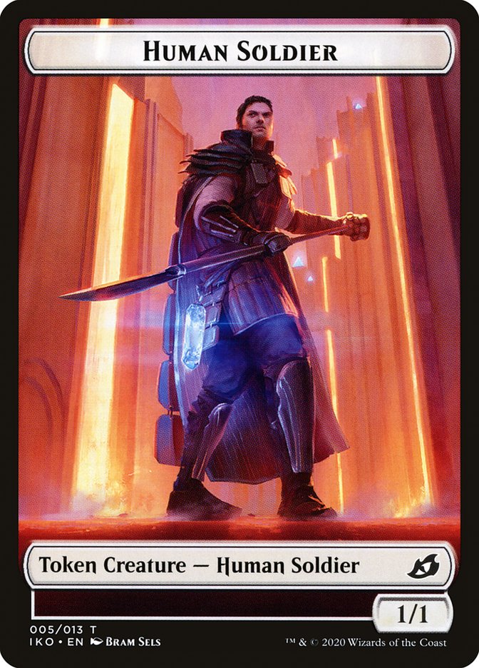Image of Feather // Human Soldier (005) Double-Sided Token [Ikoria: Lair of Behemoths Tokens]