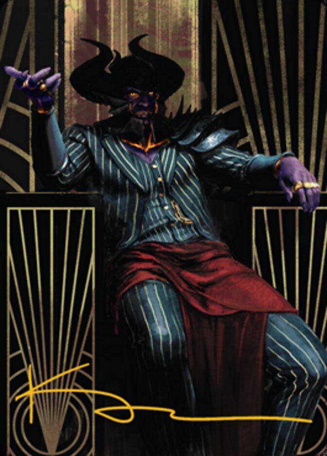 Image of Ob Nixilis, the Adversary 2 Art Card (Gold-Stamped Signature) [Streets of New Capenna Art Series]