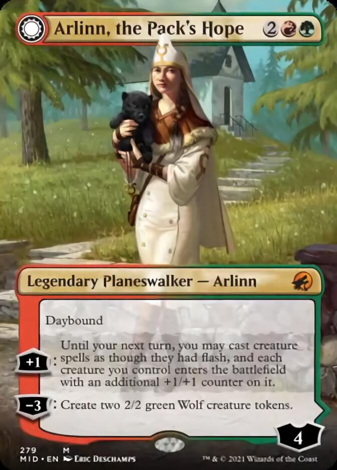 Image of Arlinn, the Pack's Hope // Arlinn, the Moon's Fury (Borderless) [Innistrad: Midnight Hunt]