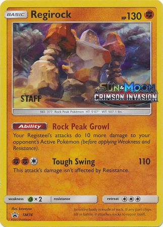 Image of Regirock (SM74) (Staff Prerelease Promo) [Sun & Moon: Black Star Promos]