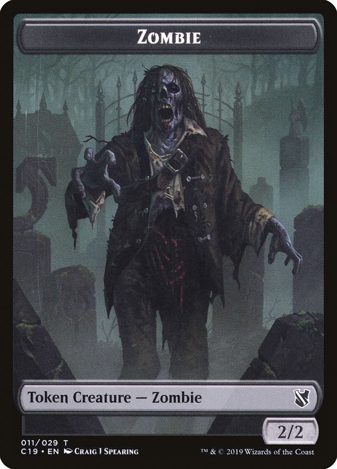 Image of Zombie (010) // Zombie (011) Double-Sided Token [Commander 2019 Tokens]