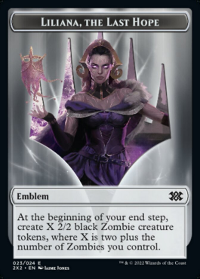 Image of Liliana, the Last Hope Emblem // Spirit (002) Double-Sided Token [Double Masters 2022 Tokens]