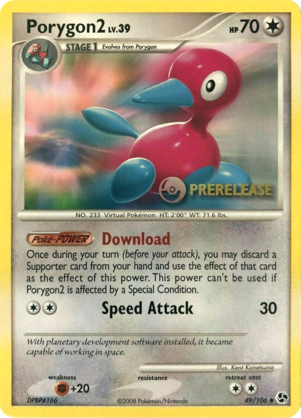 Image of Porygon2 (49/106) (Prerelease Promo) [Diamond & Pearl: Black Star Promos]