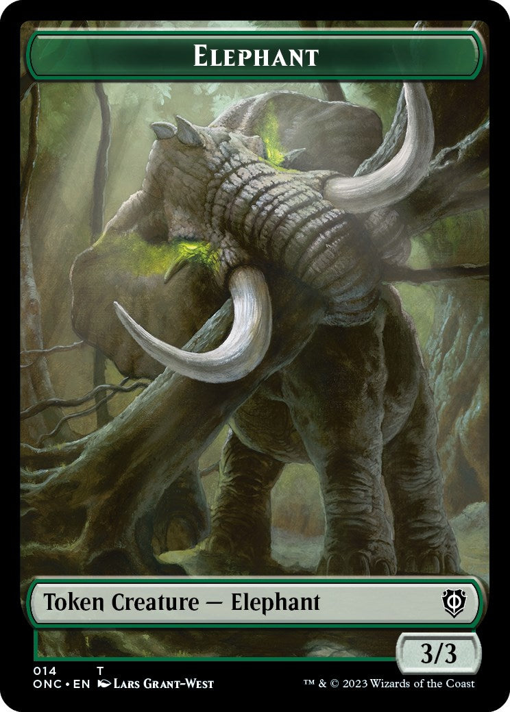 Image of Human Soldier // Elephant Double-Sided Token [Phyrexia: All Will Be One Commander Tokens]