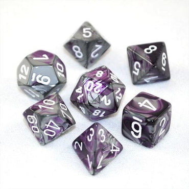 Chessex - Gemini Purple-Steel/White - 7 Dice