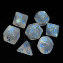 Die Hard Dice - Glacial Moonstone w/ Blue  - Clear/Blue - 7 Piece RPG Set