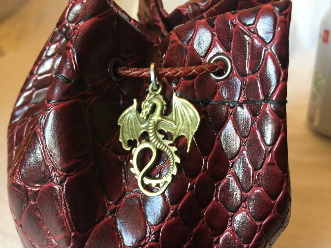 Image of Red Dragonhide Dice Bag (Medium)