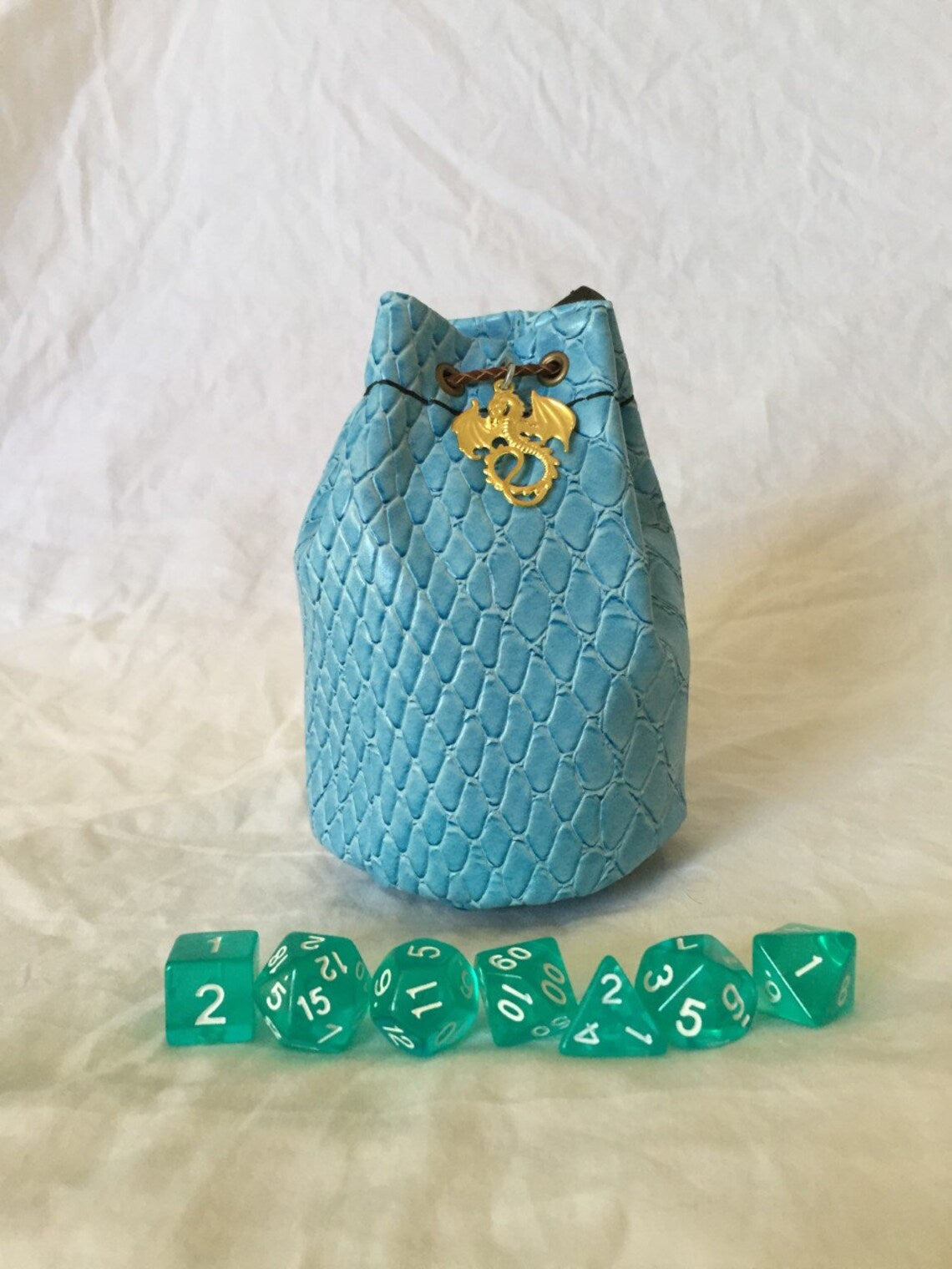 Image of Light Blue Dragonhide Dice Bag (Medium)