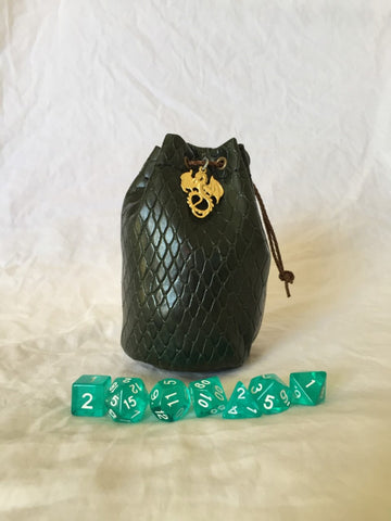Dark Green Dragonhide Dice Bag (Medium)