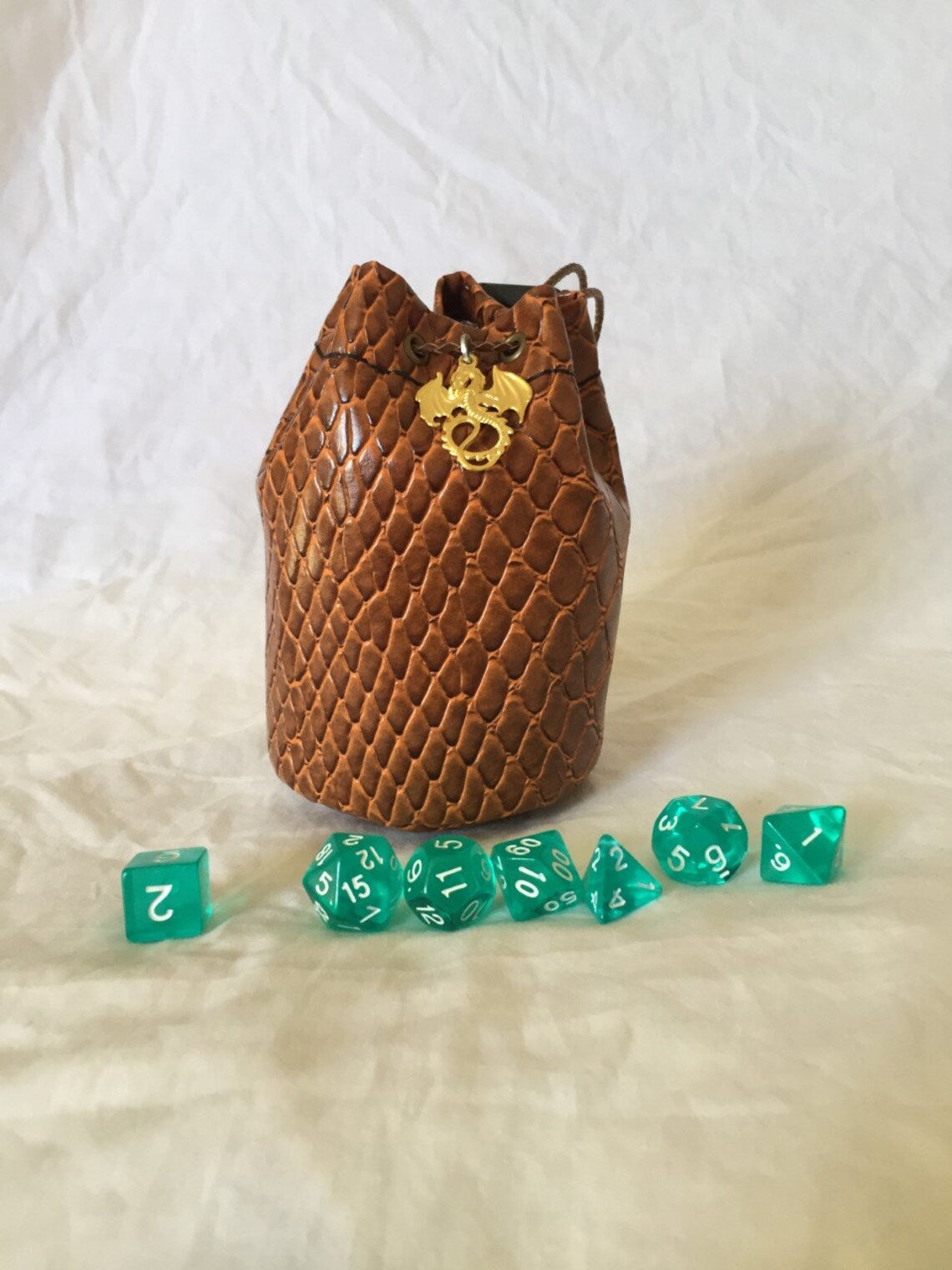 Image of Bronze Dragonhide Dice Bag (Medium)