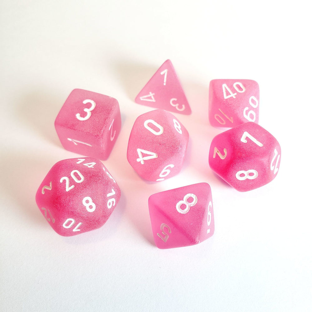 Chessex Frosted - Pink/White - 7 Dice Set