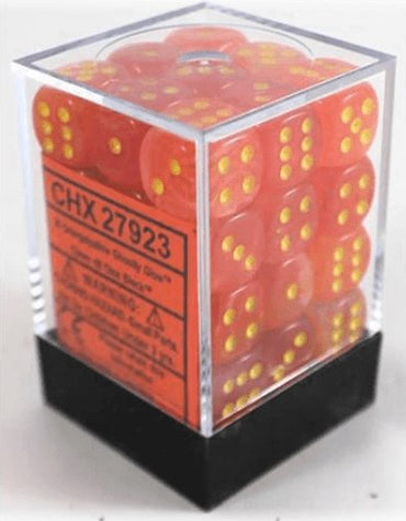 Chessex Ghostly Glow - Orange/Yellow - 36 D6 Dice Block