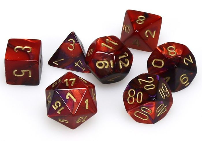 Image of Mini Gemini (Purple-Red/Gold) - Mini Polyhedral 7-Die Set