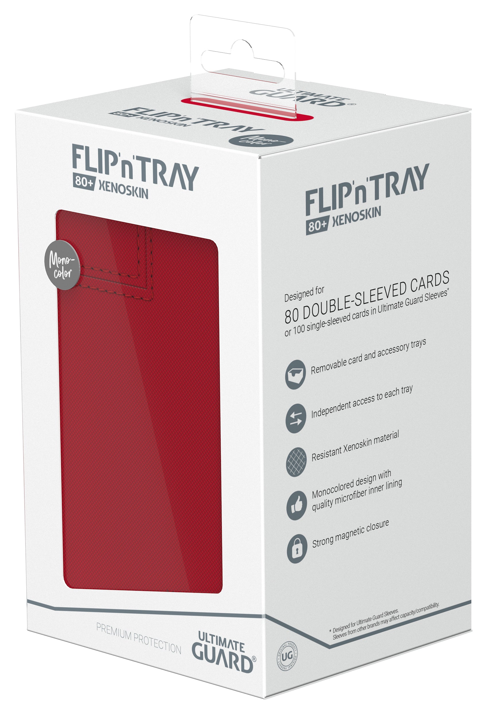 Image of Mono Red Ultimate Guard Xenoskin Flip'n'Tray 80+ Deckbox