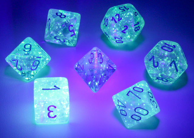 Image of Chessex Borealis - Icicle/Light Blue Luminary Effect - 7 Dice