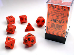 Chessex Opaque - Orange/Black - 7 Dice