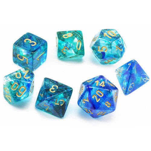 Image of Chessex Nebula - Oceanic/Gold - 7 Dice Set
