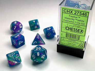 Chessex Festive - Waterlily/white - 7 Dice Set