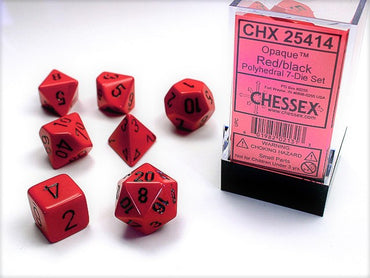 Chessex Opaque - Red/Black - 7 Dice