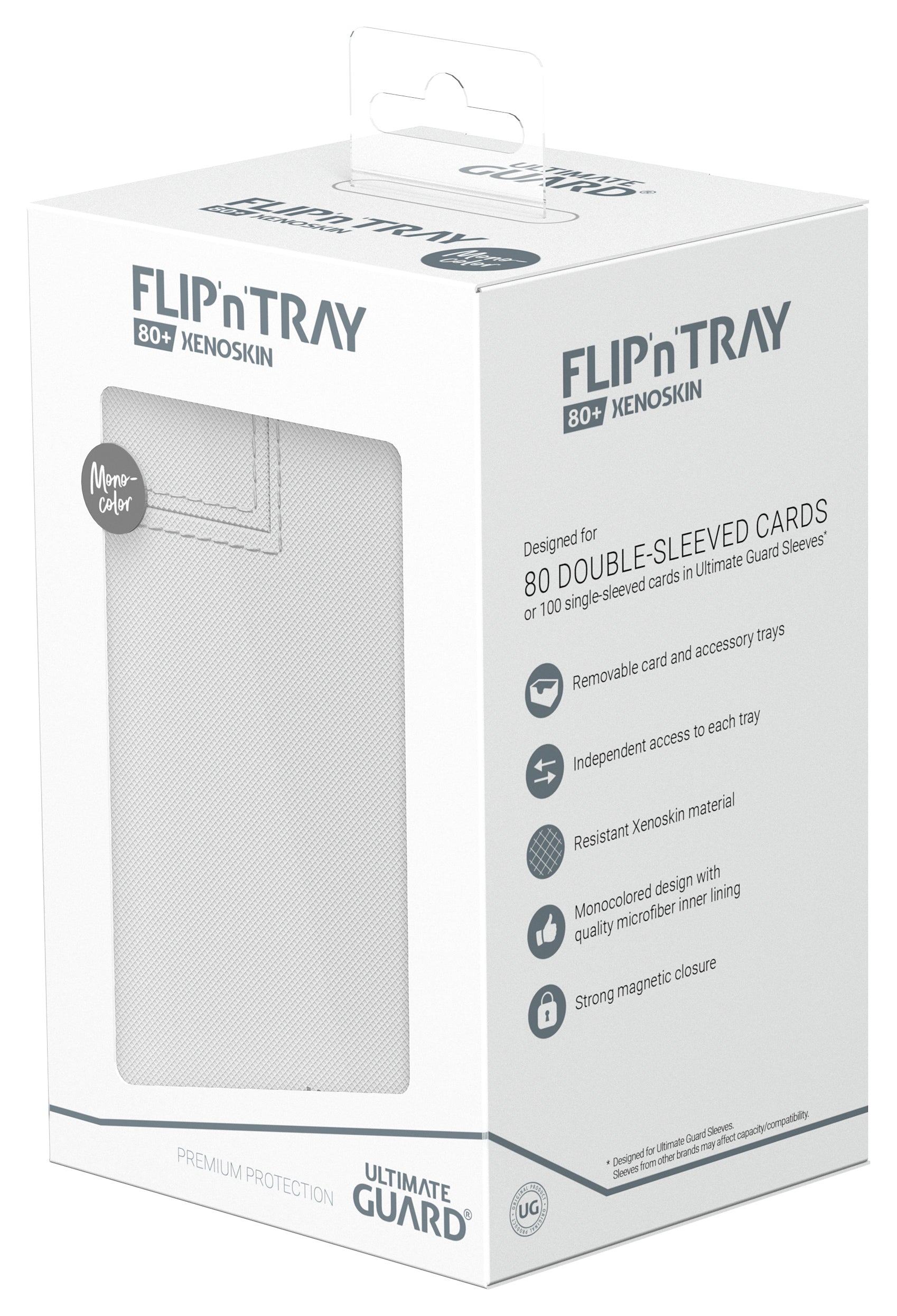 Image of Mono White Ultimate Guard Xenoskin Flip'n'Tray 80+ Deckbox