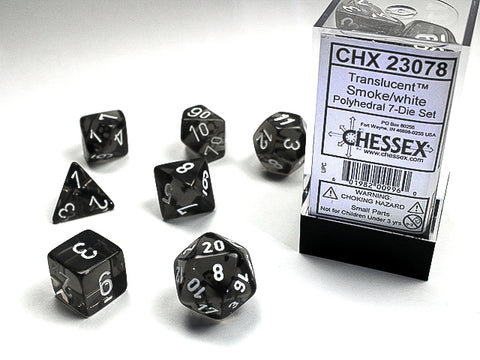 Chessex Translucent - Smoke/White - 7 Dice