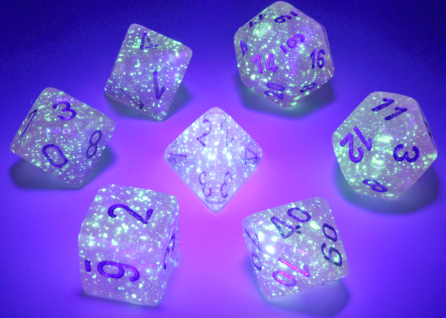 Image of Chessex Borealis - Pink/Silver Luminary Effect - 7 Dice