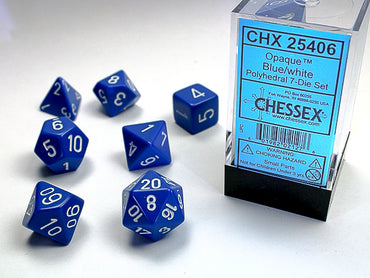 Chessex Opaque - Blue/White - 7 Dice Set
