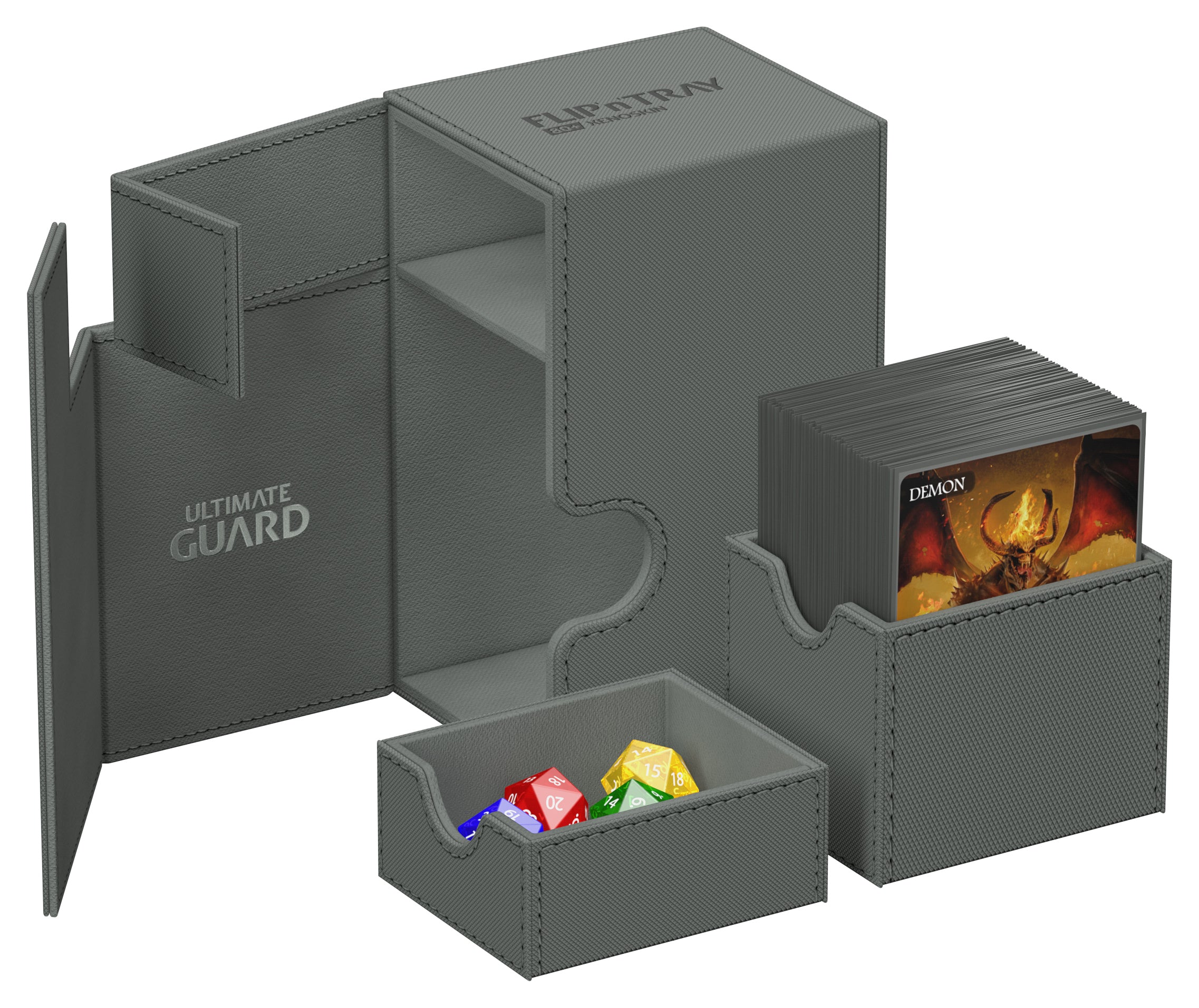 Image of Mono Grey Ultimate Guard Xenoskin Flip'n'Tray 80+ Deckbox