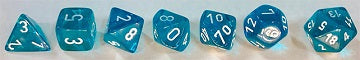 Chessex Translucent - Teal/White - 7 Dice Set