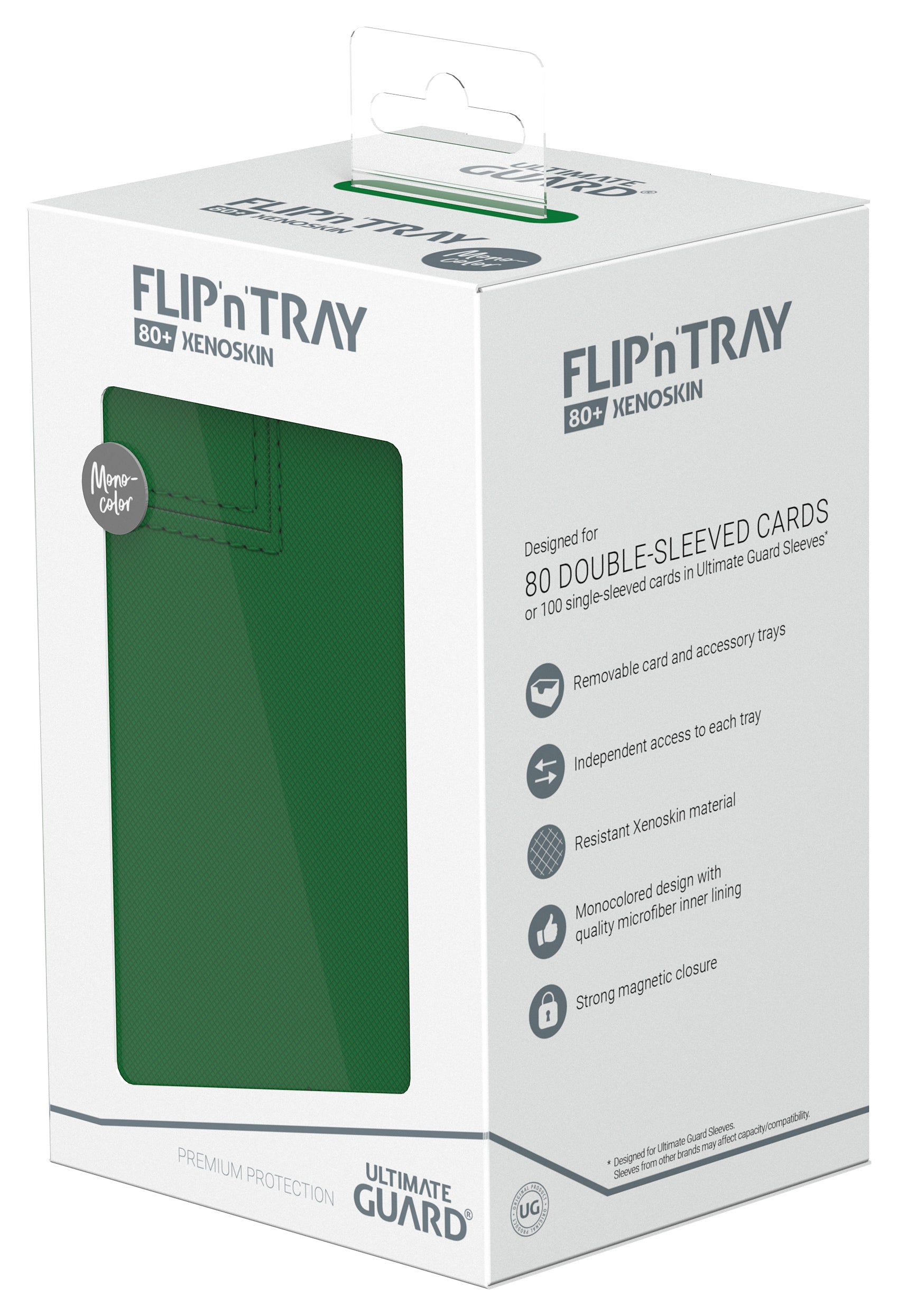 Image of Mono Green Ultimate Guard Xenoskin Flip'n'Tray 80+ Deckbox