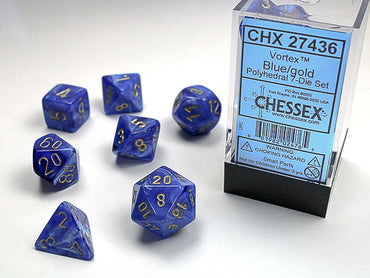 Chessex Vortex - Blue/Gold - 7 Dice Set
