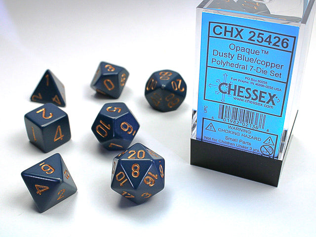Image of Chessex Opaque - Dusty Blue/Copper - 7 Dice Set
