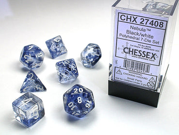 Chessex - Nebula - Black/white - 7 Dice Set