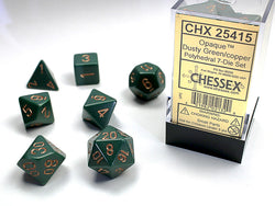 Chessex Opaque - Dusty Green/Copper - 7 Dice Set