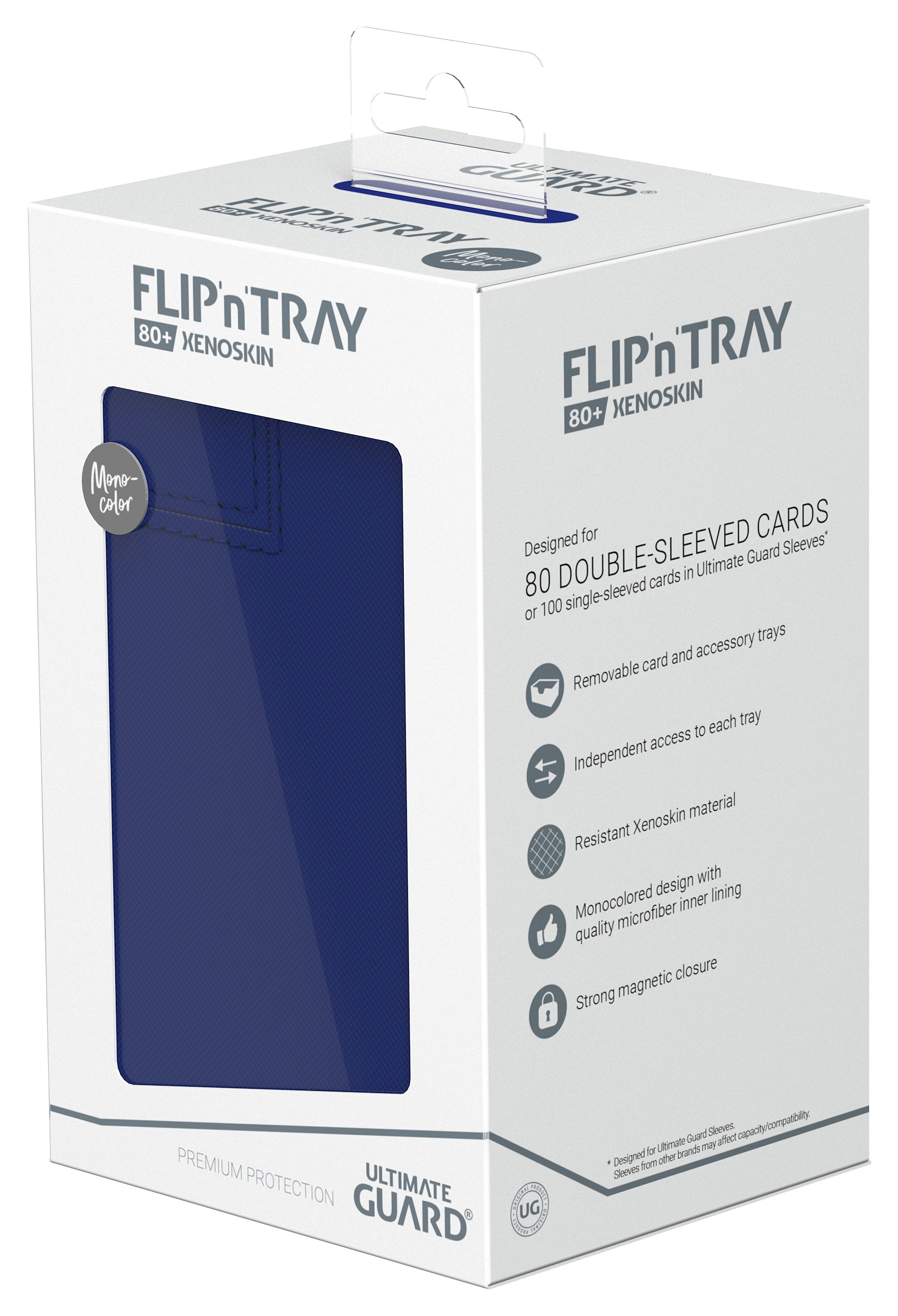 Image of Mono Blue Ultimate Guard Xenoskin Flip'n'Tray 80+ Deckbox