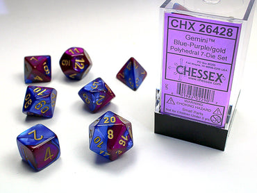 Chessex Gemini - Blue-Purple/Gold - 7 Dice Set