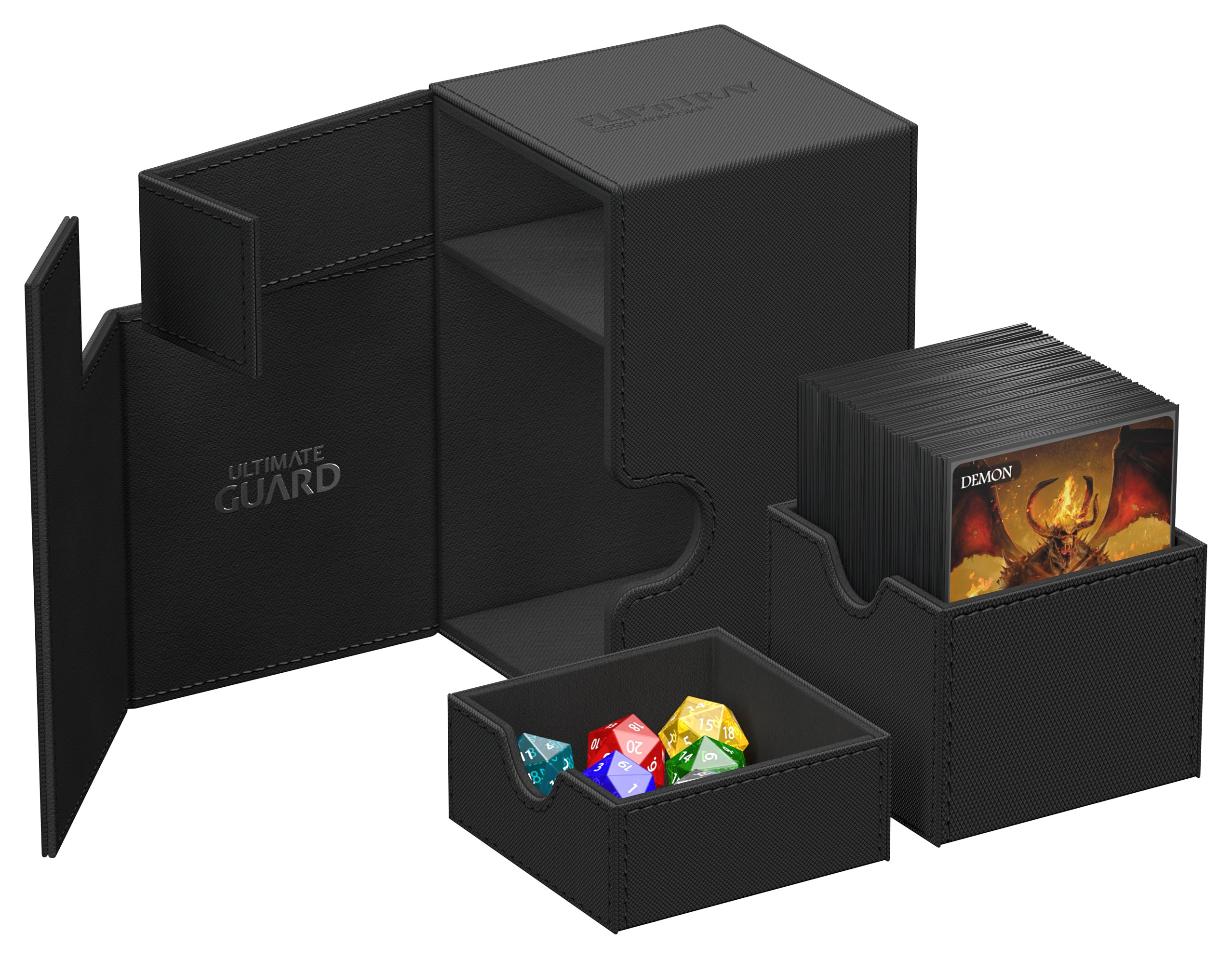 Image of Mono Black Ultimate Guard Xenoskin Flip'n'Tray 100+ Deckbox