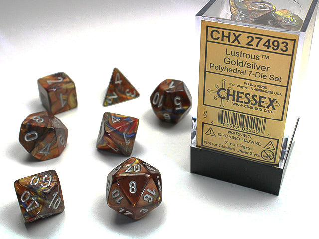 Image of Chessex Lustrous - Gold/Silver - 7 Dice