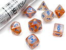 Chessex Borealis - Rose Gold/Light Blue - 7 Dice