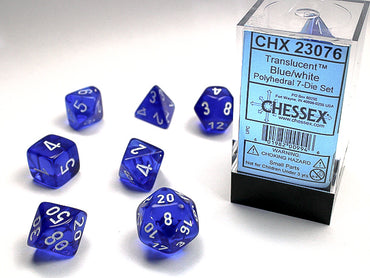 Chessex Translucent - Blue/White - 7 Dice