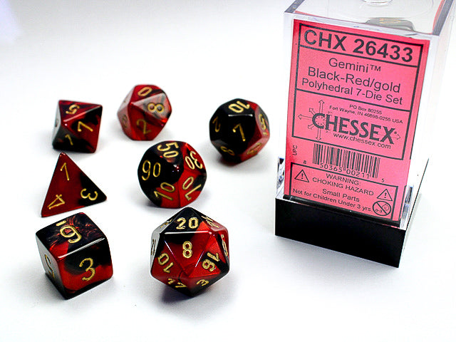 Image of Chessex Gemini - Black-Red/Gold - 7 Dice Set