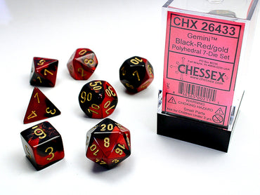 Chessex Gemini - Black-Red/Gold - 7 Dice Set