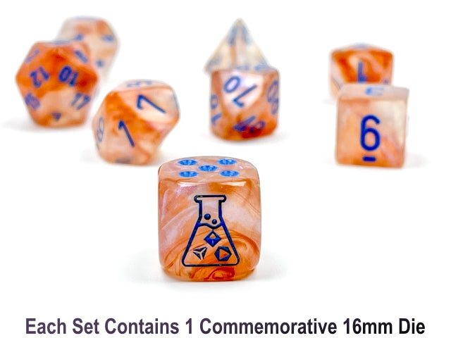 Image of Chessex Borealis - Rose Gold/Light Blue - 7 Dice