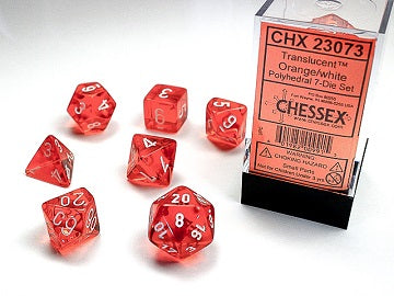 Chessex Translucent - Orange/White - 7 Dice Set