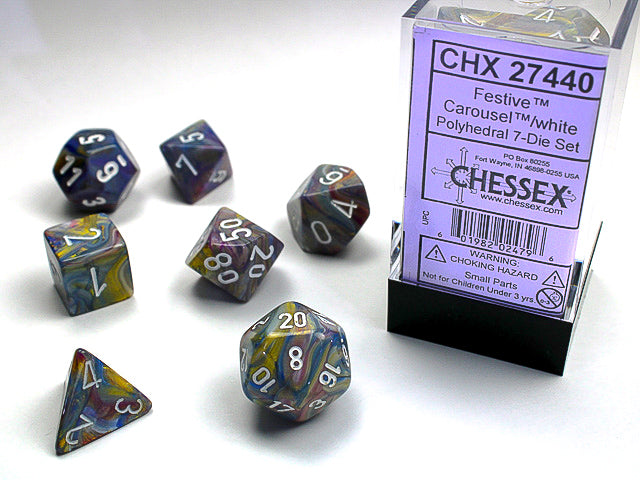 Image of Chessex Festive - Carousel/White - 7 Dice Set