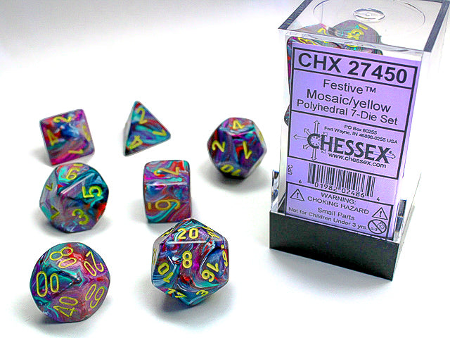 Image of Chessex Festive - Mosiac/Yellow - 7 Dice Set