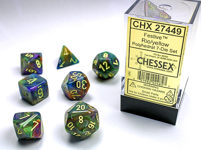 Image of Chessex Festive - Rio/Yellow - 7 Dice Set