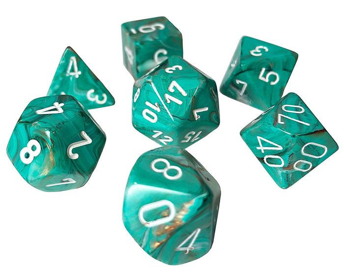 Image of Mini Marble (Oxi-Copper/White) - Mini Polyhedral 7-Die Set