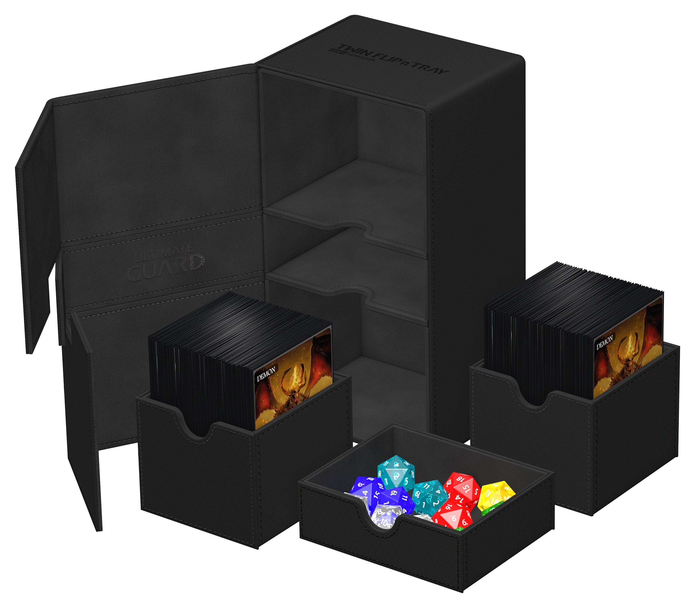 Image of Mono Black Ultimate Guard Xenoskin Flip'n'Tray 200+ Deckbox