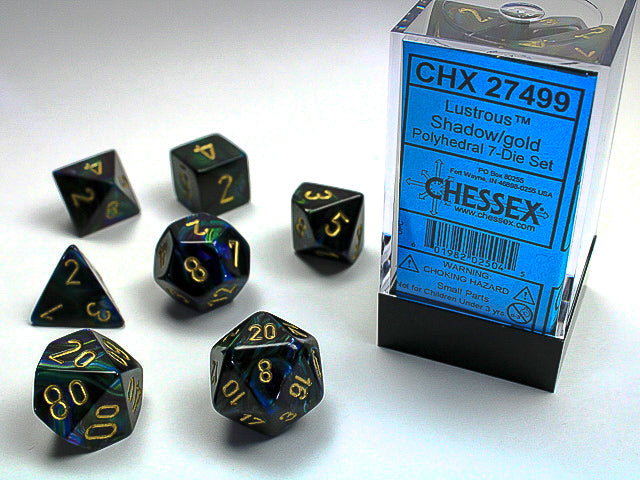 Chessex Lustrous - Shadow/Gold - 7 Dice